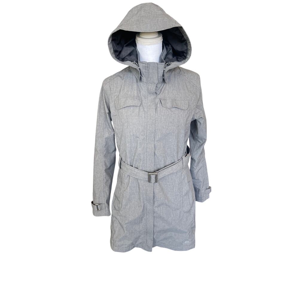 REI E1 Elements LaSelva Grey Women’s Hooded Waterproof Jacket (S)
